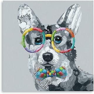 Yidepot Cute Corgi Dog Wall Art: Pet Puppy Posters for Bedroom 12"x12" Funny Bathroom Wall Art Decor for dog lovers