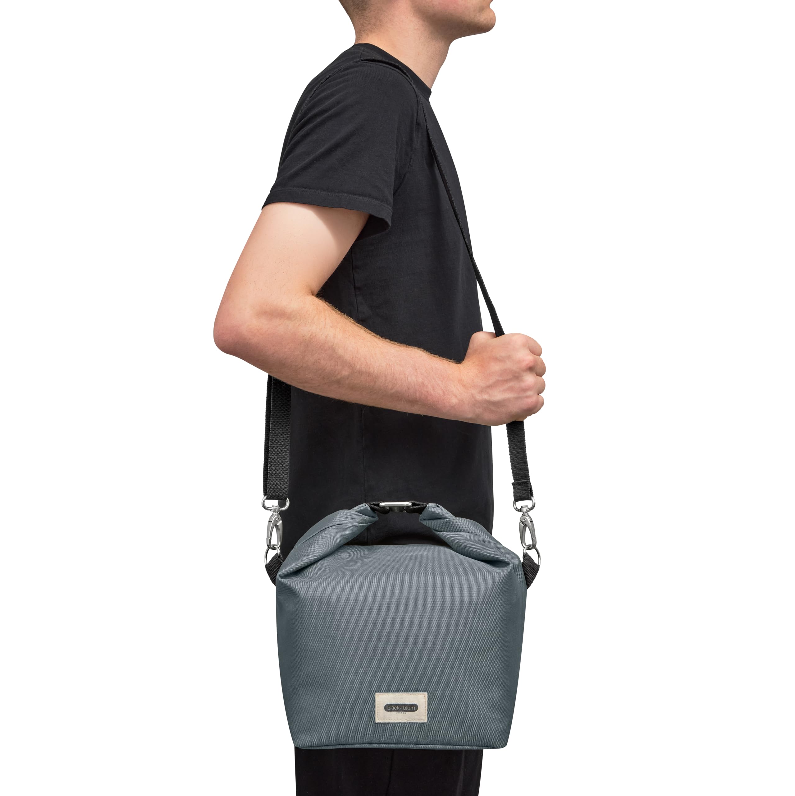 Black+Blum Izolowana torba na lunch 10 l – torba chłodząca z recyklingu z paskiem na ramię, szczelna termiczna torba chłodząca dla kobiet, mężczyzn i dzieci, wielokrotnego użytku, bez BPA, łupkowa