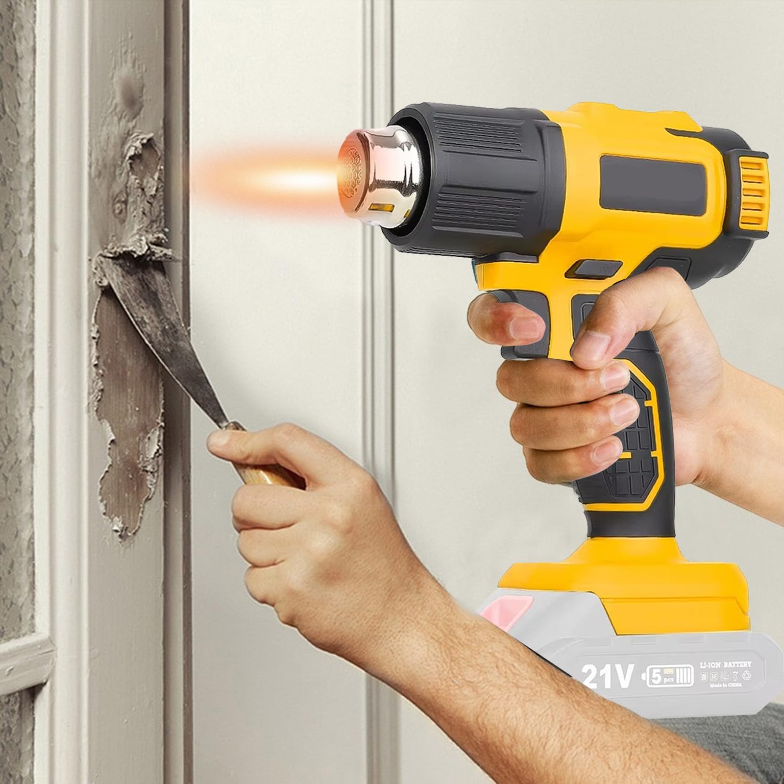 Pistola de calor inalámbrica para batería Makita de 18 V, con pantalla LCD, pistola de calor para soldar, doblar tubos, eliminación de pintura, pistola de calor, máx. 550 °C, con 5 boquillas (sin