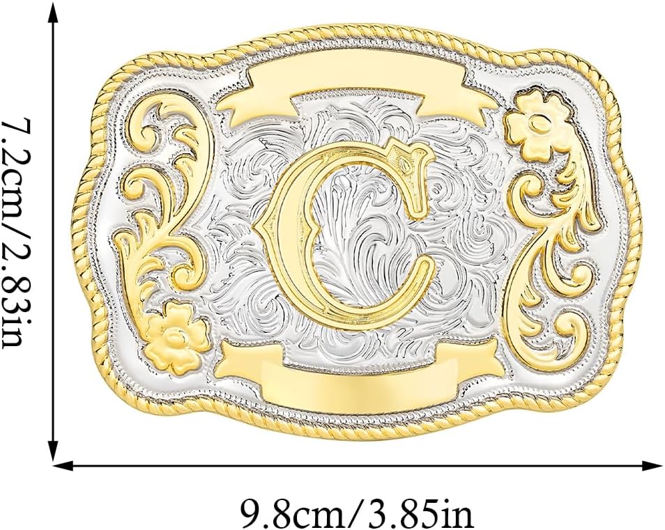 HUABOLA CALYN Vintage Belt Buckle Men Western Cowboy Rodeo Initial Letter ABCDMRJ to Z Golden Belt Buckles for Women - Image 3