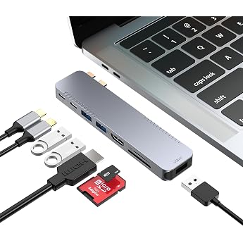 BHHB USB C Hub Adapter for MacBook Pro Air Docking Station 8-in-2 for Mac Book Accessories 4K@30Hz HDMI Thunderbolt 4/3 USB 3.0 SD/TF USB C Docking Station USBC Dock Adapter for Mac M5 M4 M3 M2 M1