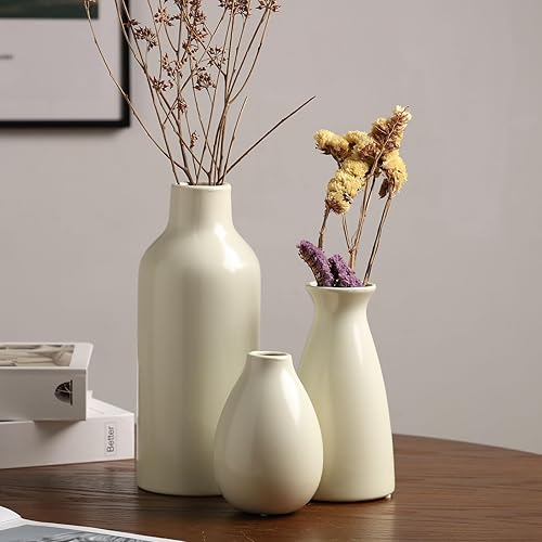 Miniatura 4 de Modern Farmhouse - Juego de jarrón decorativo de cerámica blanca, verde fruta, 3 tamaños