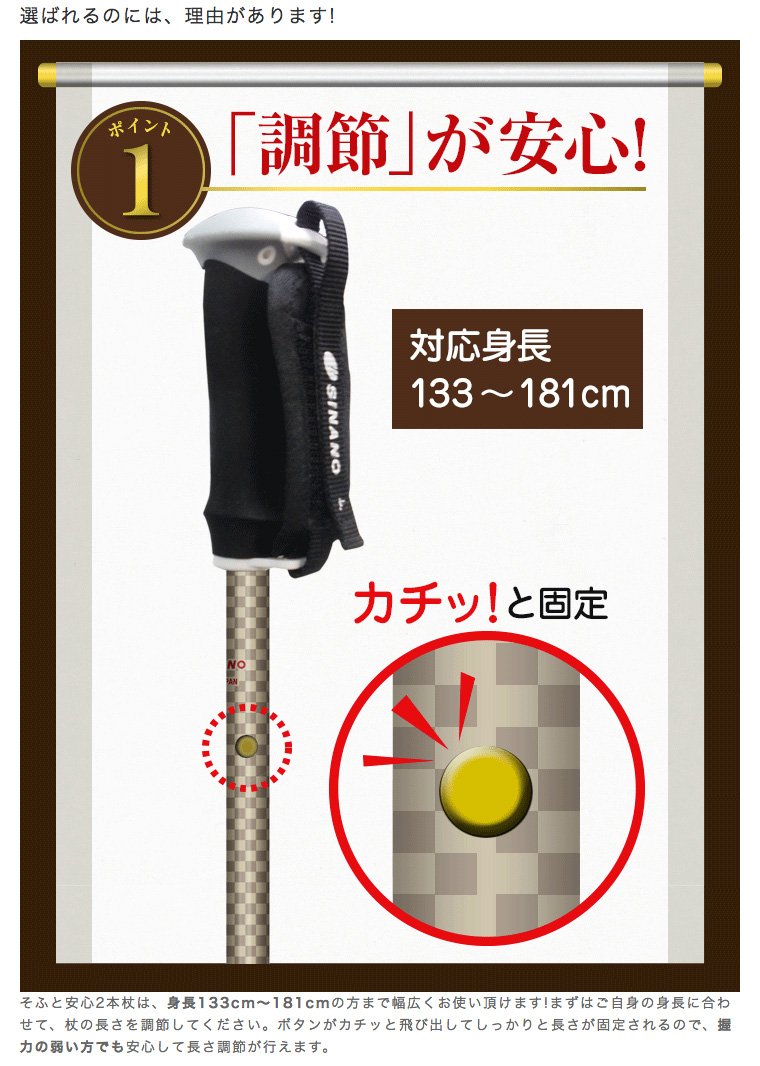 Amazon.co.jp: [ sinano Walking poles そふと安心2本杖 @9500] シナノ