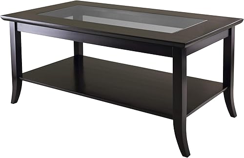 Mesa para café rectangular Génova de Winsome con parte superior de vidrio