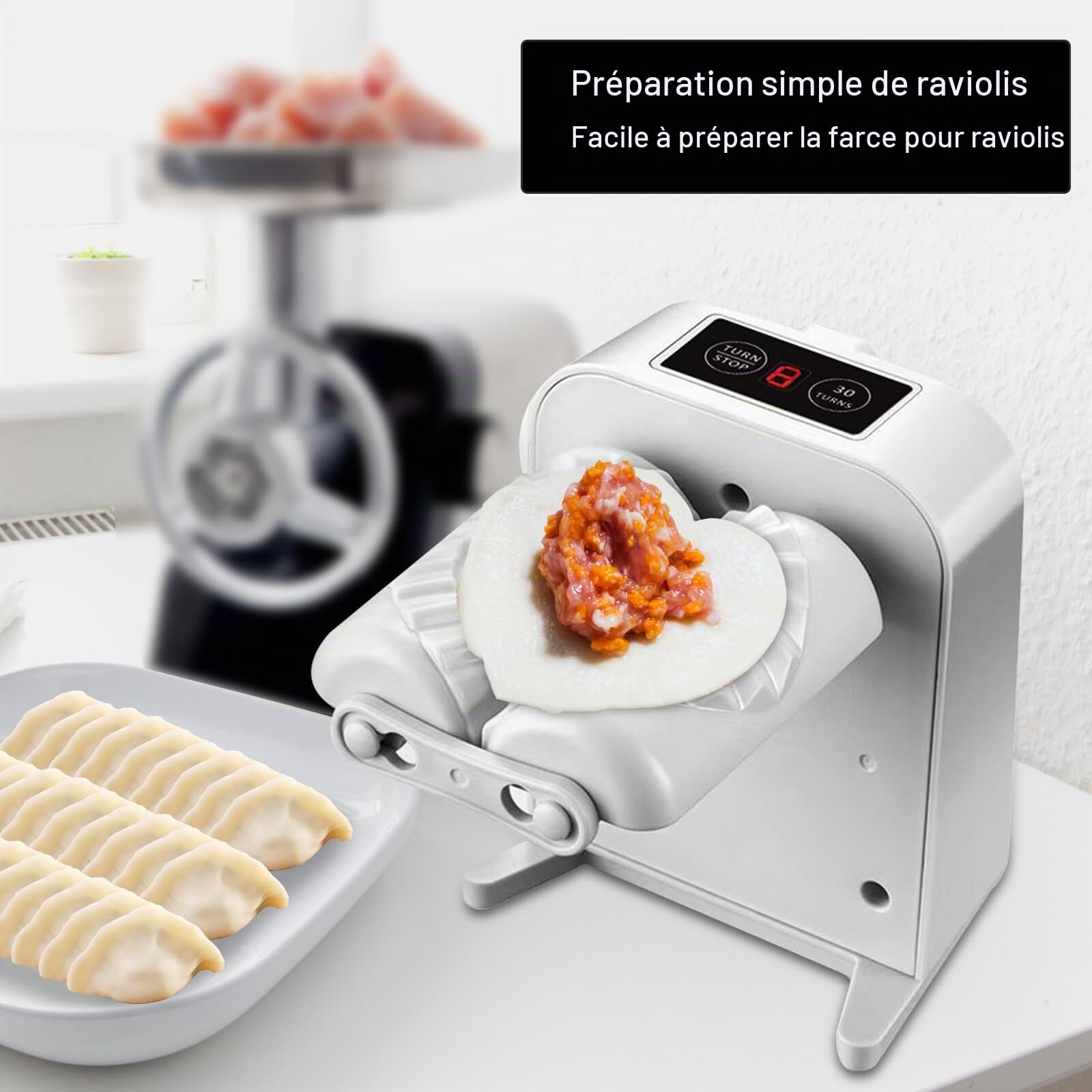 Machine à raviolis automatique : machine à raviolis automatique, machine à raviolis électrique, moule à raviolis avec pinceau et cuillère, moule à boulettes pour la fabrication de VonKlöß