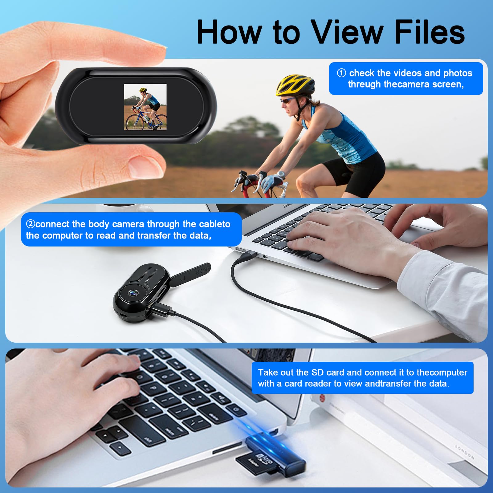 Mini Action Kamera,1080P HD Mini Bodycam mit Anzeige,360 ° Tragbare Action Cam mit Magnetisches Schlüsselband Automatischem Nachtsichtmodus Actionkameras für Fahrrad/Motorrad