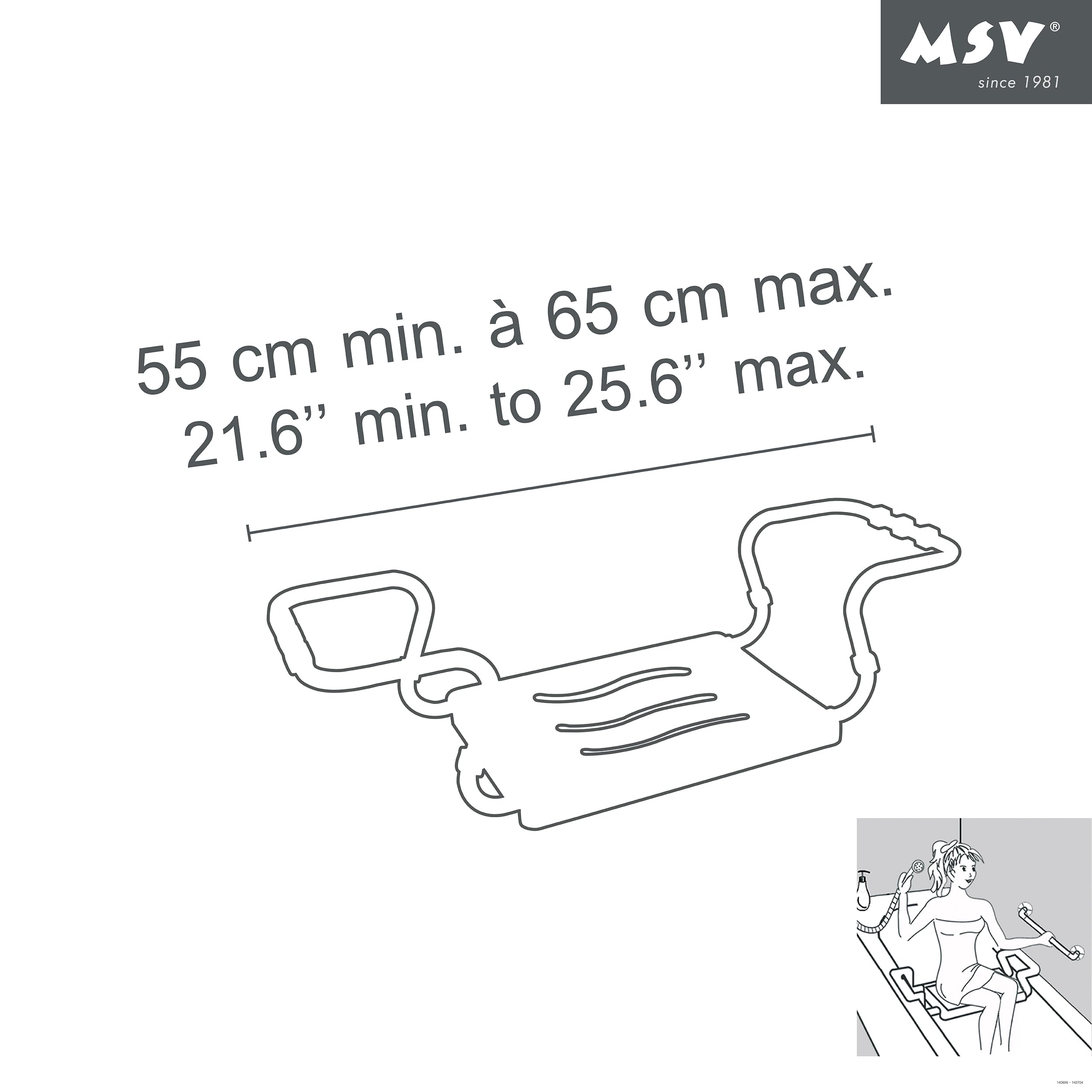 MSV MS093 - Asiento puente para bañera, aluminio 55/70 x 18.7 x 26.1 cm