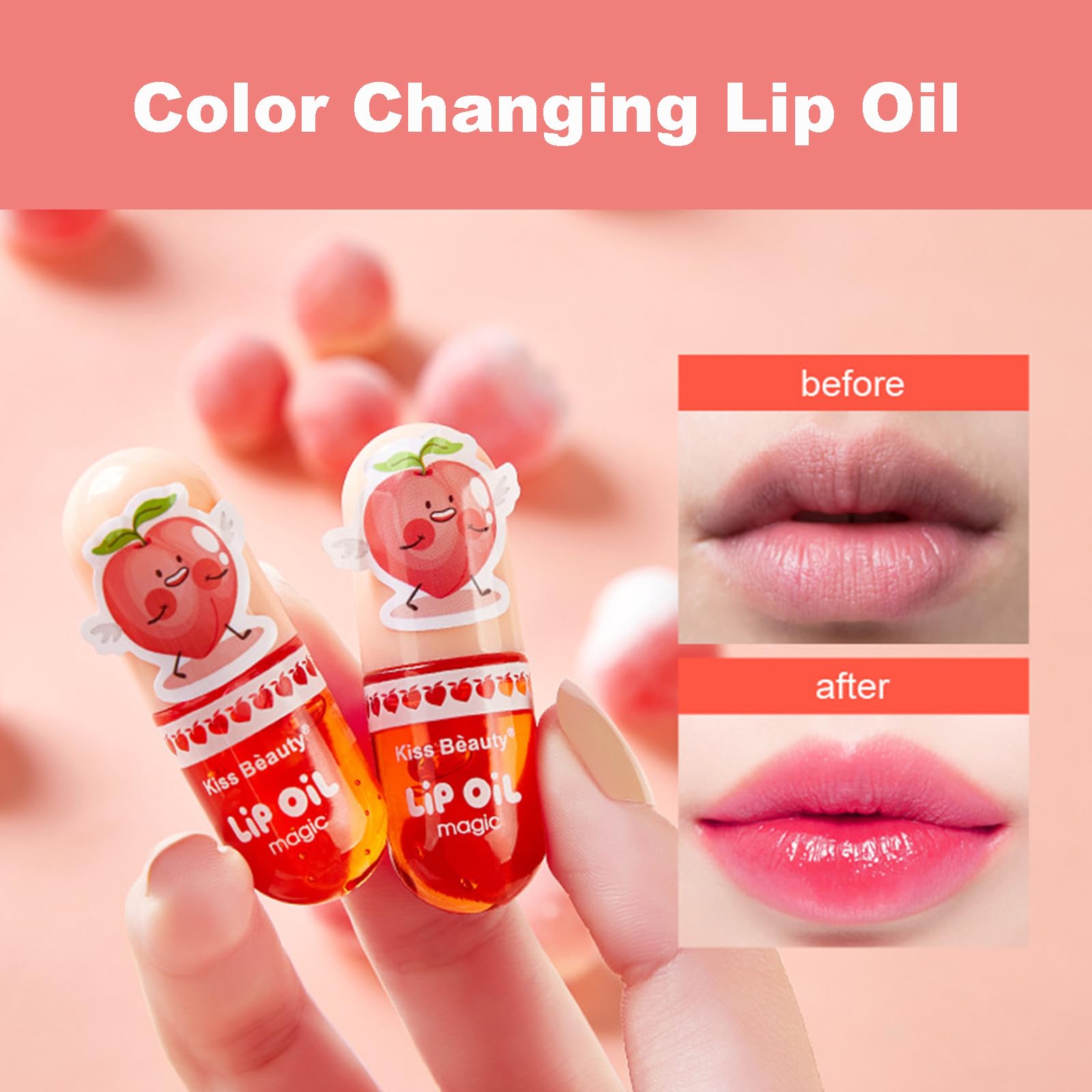 Magic Color Changing Lip Oil, Hydrating & Plumping Lip Gloss, Long Lasting Lip Gloss Set - Image 2