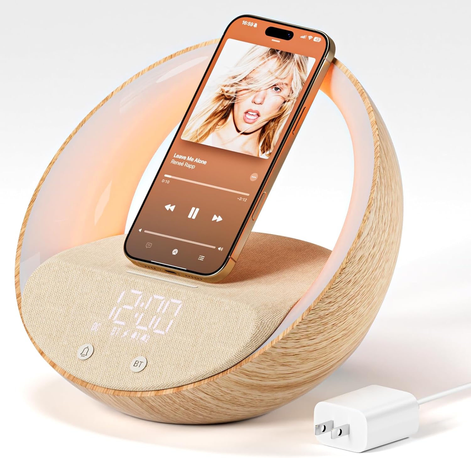 Bluetooth Speaker, 15W Fast Wireless Charging for Bedroom, Adjustable LED Night Light, 10W Portable Wireless Audio, Bluetooth 5.3 Speakers Wireless for iPhone, 2400mAh