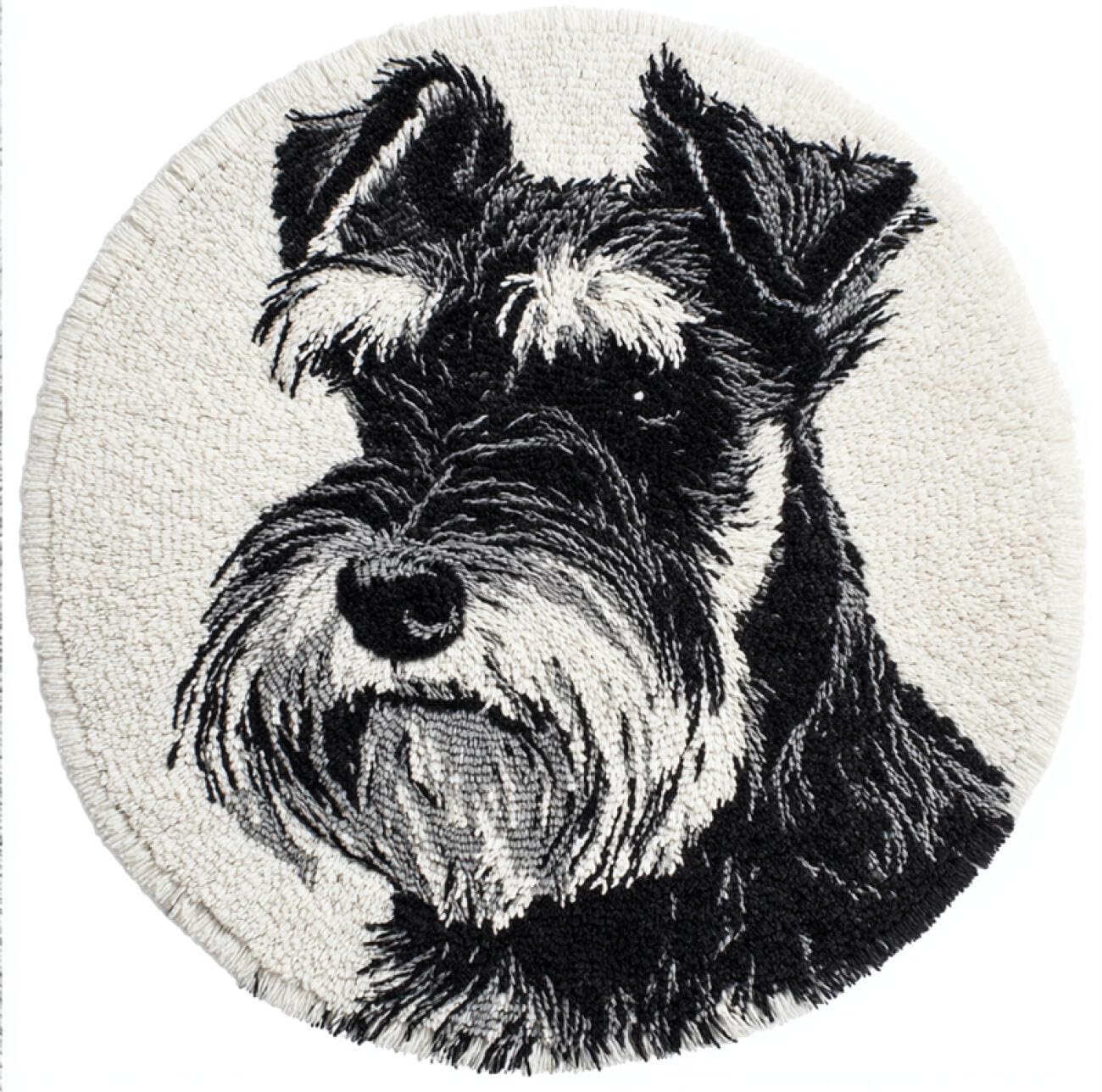 Kitquiver Dog Animal Rug Making Kit for Adults Black and White Schnauzer DIY for Kids and Adults Gift for Family Friends Needlework Crafts Cute Gifts 100x100cm