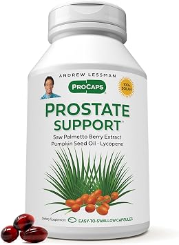ANDREW LESSMAN Prostate Support Saw Palmetto Supplement, 30 Softgels | Comprehensive prostate support with saw palmetto, pumpkin seed oil and omega-3s for mens urinary health.