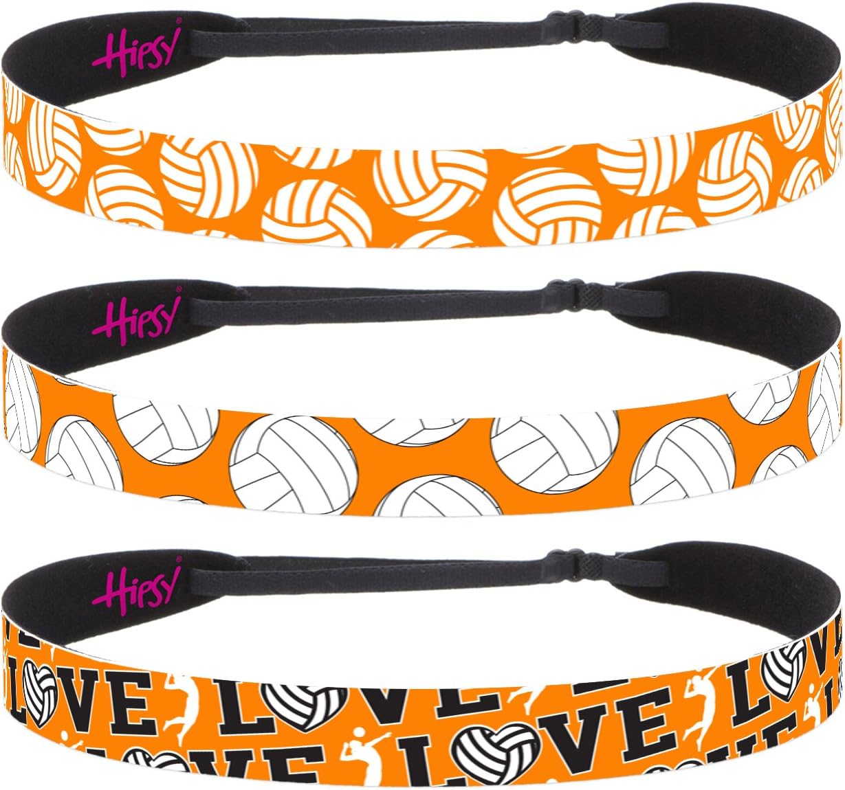 Hipsy Cute Adjustable No Slip I Love Volleyball Headbands for Girls & Women