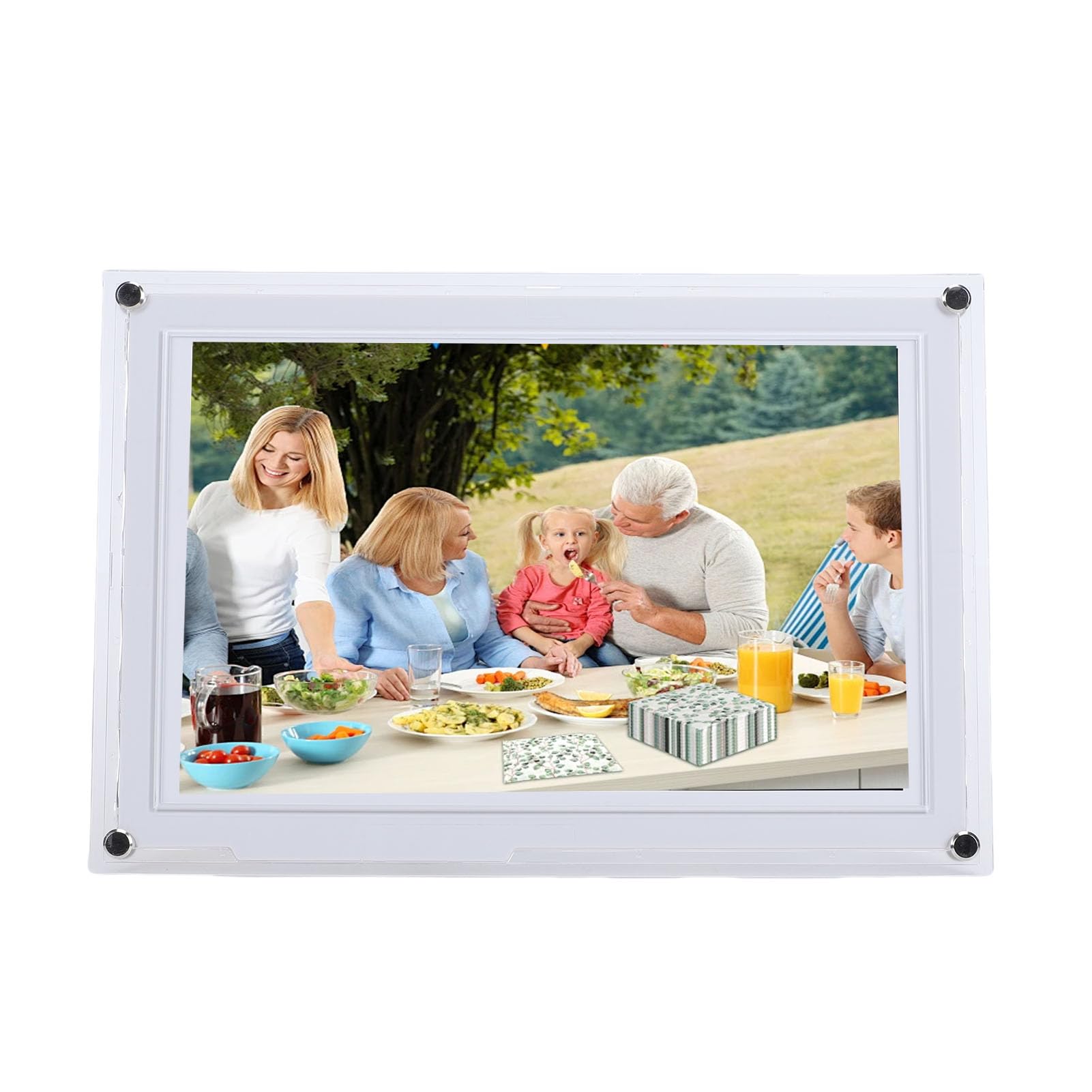 Sonew La Cornice Digitale WiFi da 10 Pollici Ruota Automaticamente con Memoria da 32 GB per il Display HD dell'app VPHOTO (WHITE)