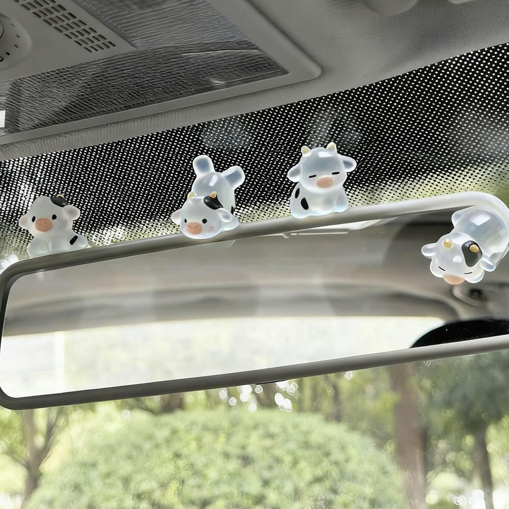 6Pcs Mini Cow Figurines Tiny Resin Luminous Animals Cute Mini Resin Figures Little Plastic Animals Figures Miniature Animal Mini Figures for DIY Car Dash Cake Toppers Fairy Garden Landscape Dollhouse - Image 4