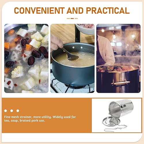 Miniatura 9 de Hemoton Infusor de bola de té de acero inoxidable, filtro de té de gran capacidad, colador de cocina, colador de condimentos con gancho de cadena