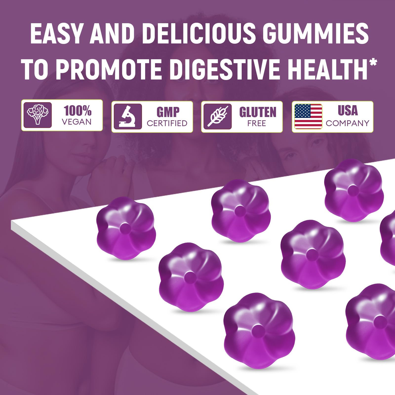 Migcopat 10G Fiber Gummies for Adults, No Sugar Added Grape Flavor, Fiber Supplement with 30 Billion CFU Probiotics Blend, ACV, Vitamin C, Inulin, Support Digestive Health, 90 Count — Amazon image 6