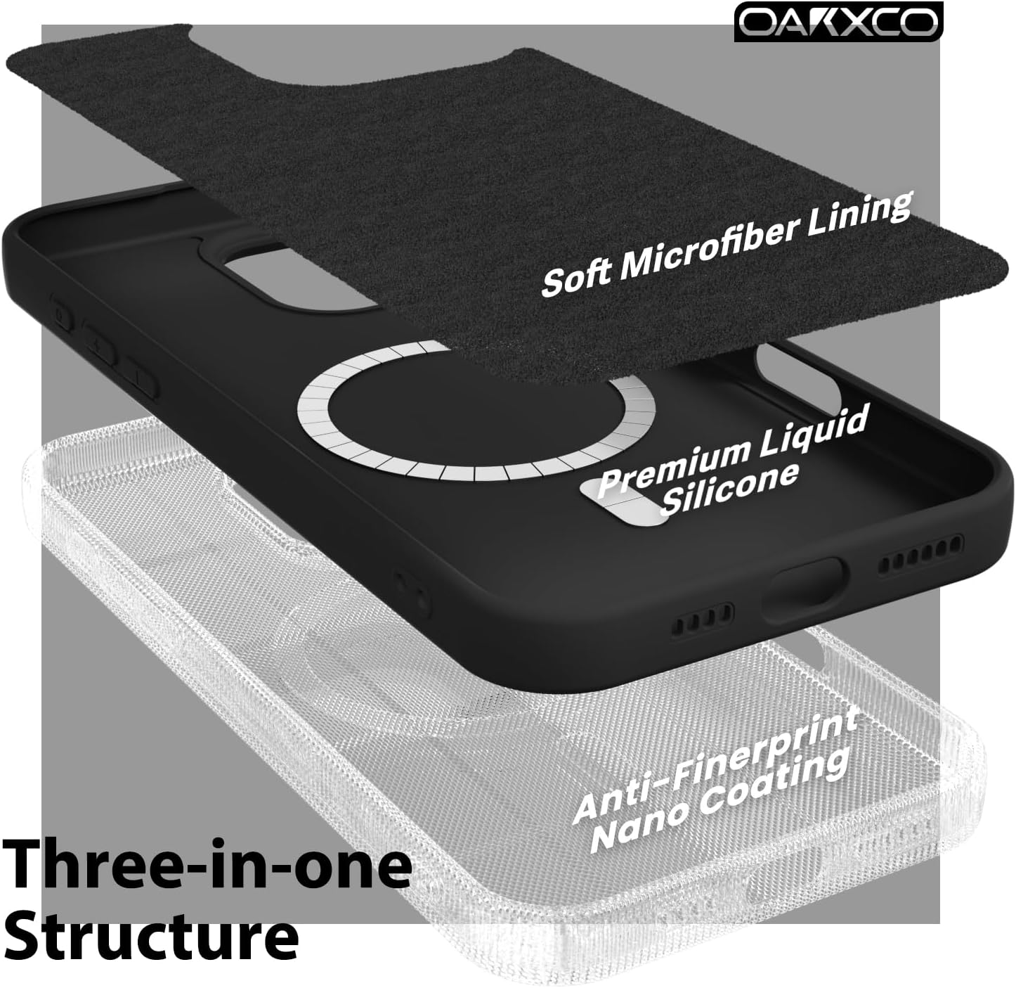 oakxco for iPhone 14 Pro Case Silicone Mag Safe, Magnetic Slim Thin Phone Case Compatible with Magsafe Wireless Charging, Cute Girly Aesthetic Soft Rubber Gel Safecase for Women Girls, Black - Image 6