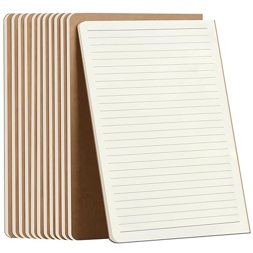 ZCZN Notizbuch A5 liniert, 12 Stück Kraft Cover Notizheft mit 30 Blatt, Heft für Büro und Schule
