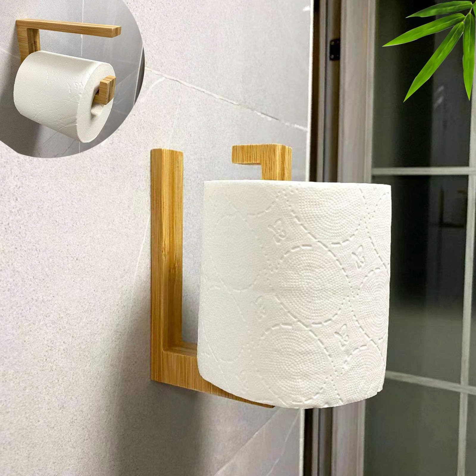 Porta Carta Igienica Praknu In Bamb&ugrave; - Adesivo, Montaggio Facile | Design Sostenibile FSC