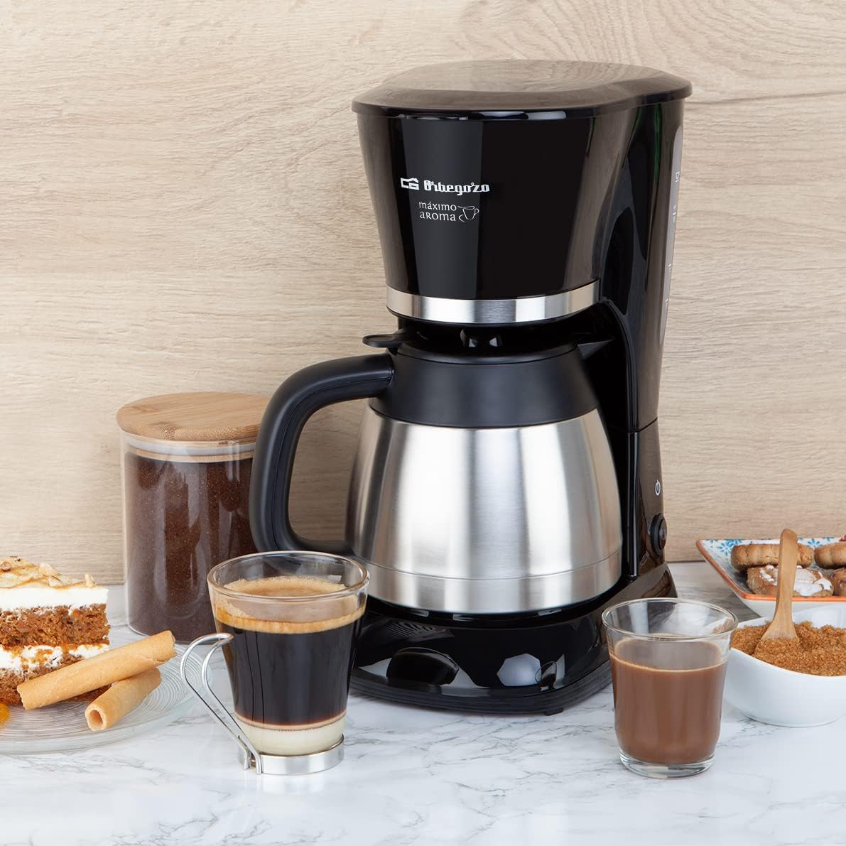 Orbegozo CG 5012 - Caffettiera a goccia, 10-12 tazze, sistema antigoccia, spegnimento automatico, indicatore livello dellacqua, brocca thermos 1 l, 800 W