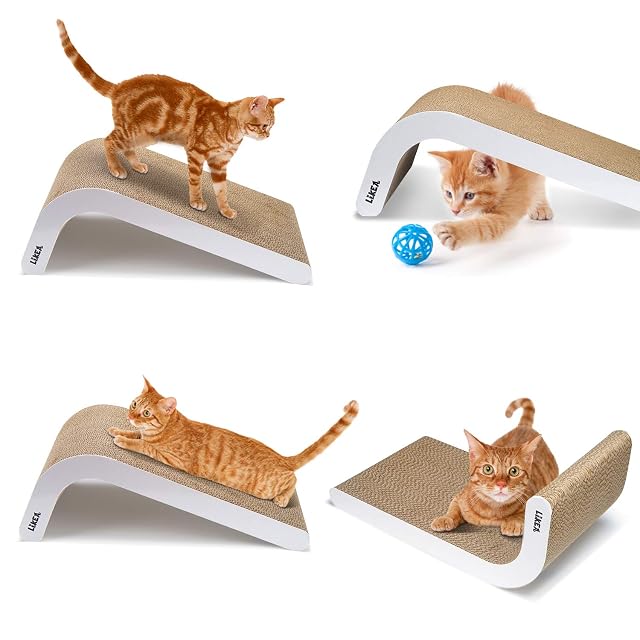 Foto 2 de 7 de LIKEA Rascador para gatos, poste inclinado para rascar con hierba gatera. Cartón y construcción superiores