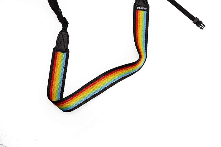 Polaroid Camera Strap Flat - Rainbow Stripe Black - Flat