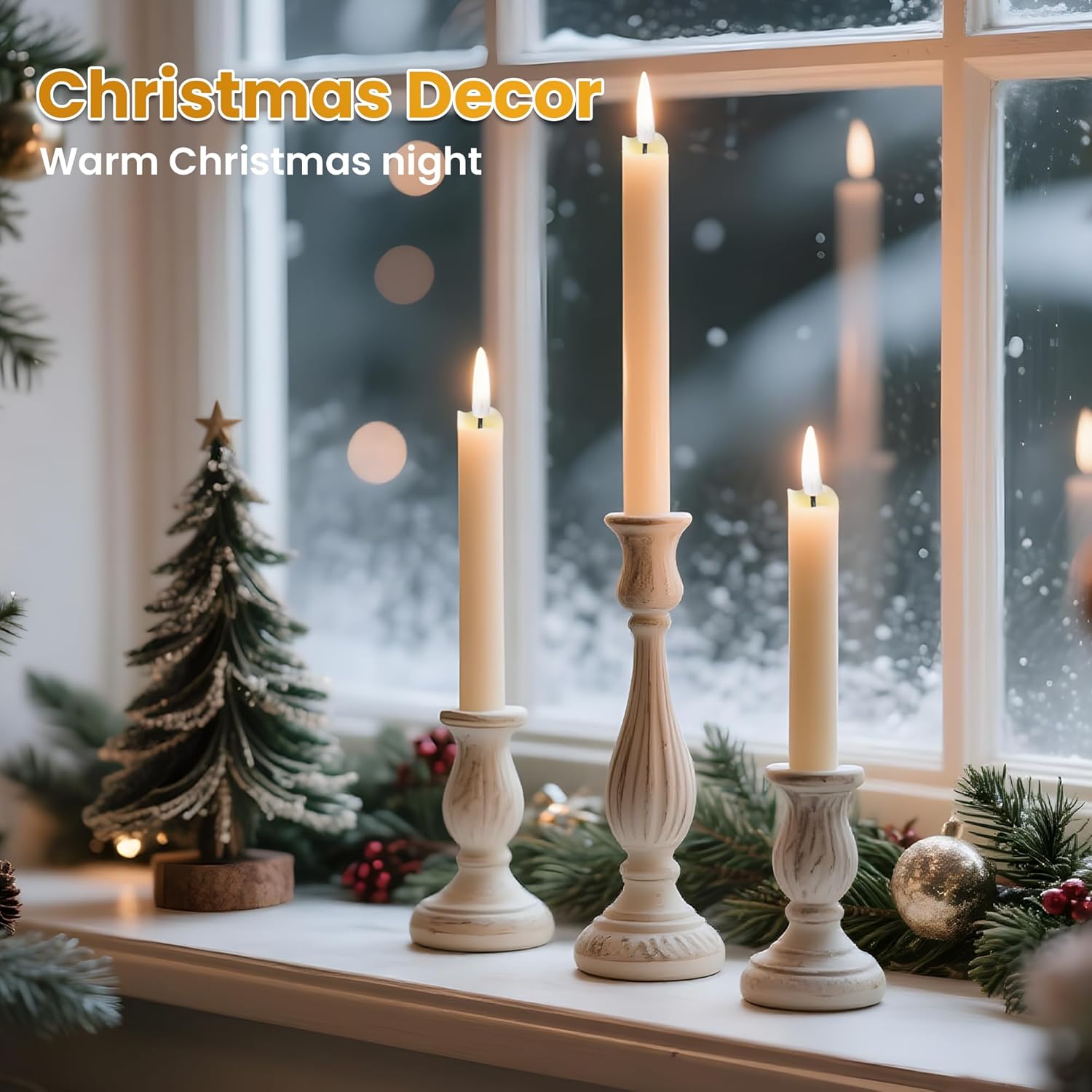 Upgraded 6 Pack Realistic Wax Flameless Taper Candles With Remote & Timer, 9.8 Inches Ivory Fake Candlesticks Battery Operated 3d Flickering, Functionality Led Candles For Indoor Home Decor