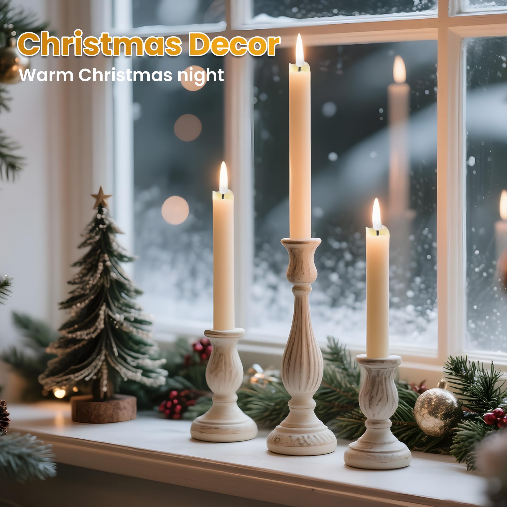 Confezione da 6 candele coniche senza fiamma, in vera cera, a LED, con stoppino 3D, candele a batteria con telecomando e tremolio caldo, per casa, Natale, tavolo da pranzo, decorazioni per matrimoni
