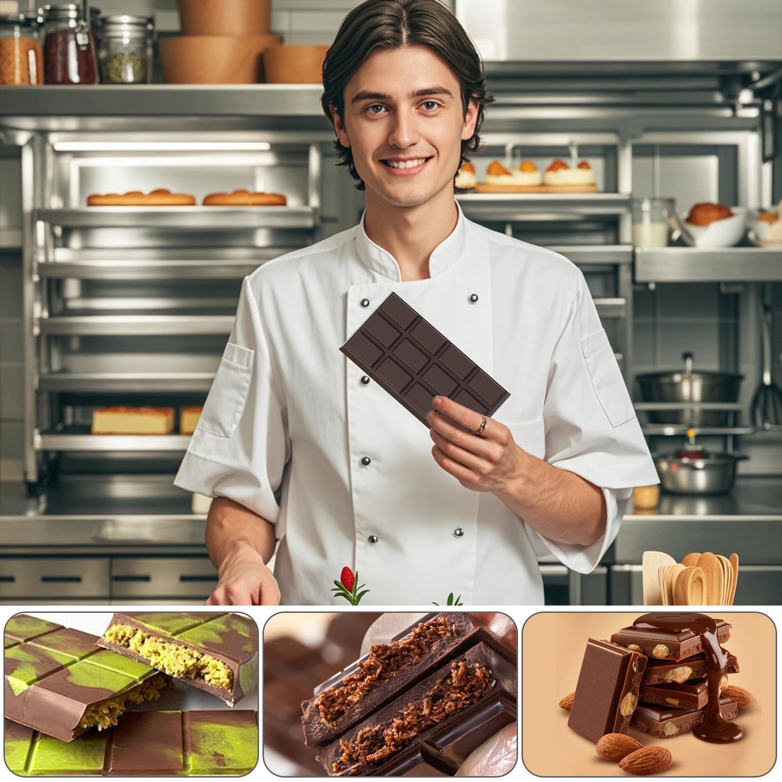 2 Stampo In Silicone Per Cioccolato - Stampo Dubai Antiaderente Per Barrette - Alimentare E Resistente Al Calore - 2