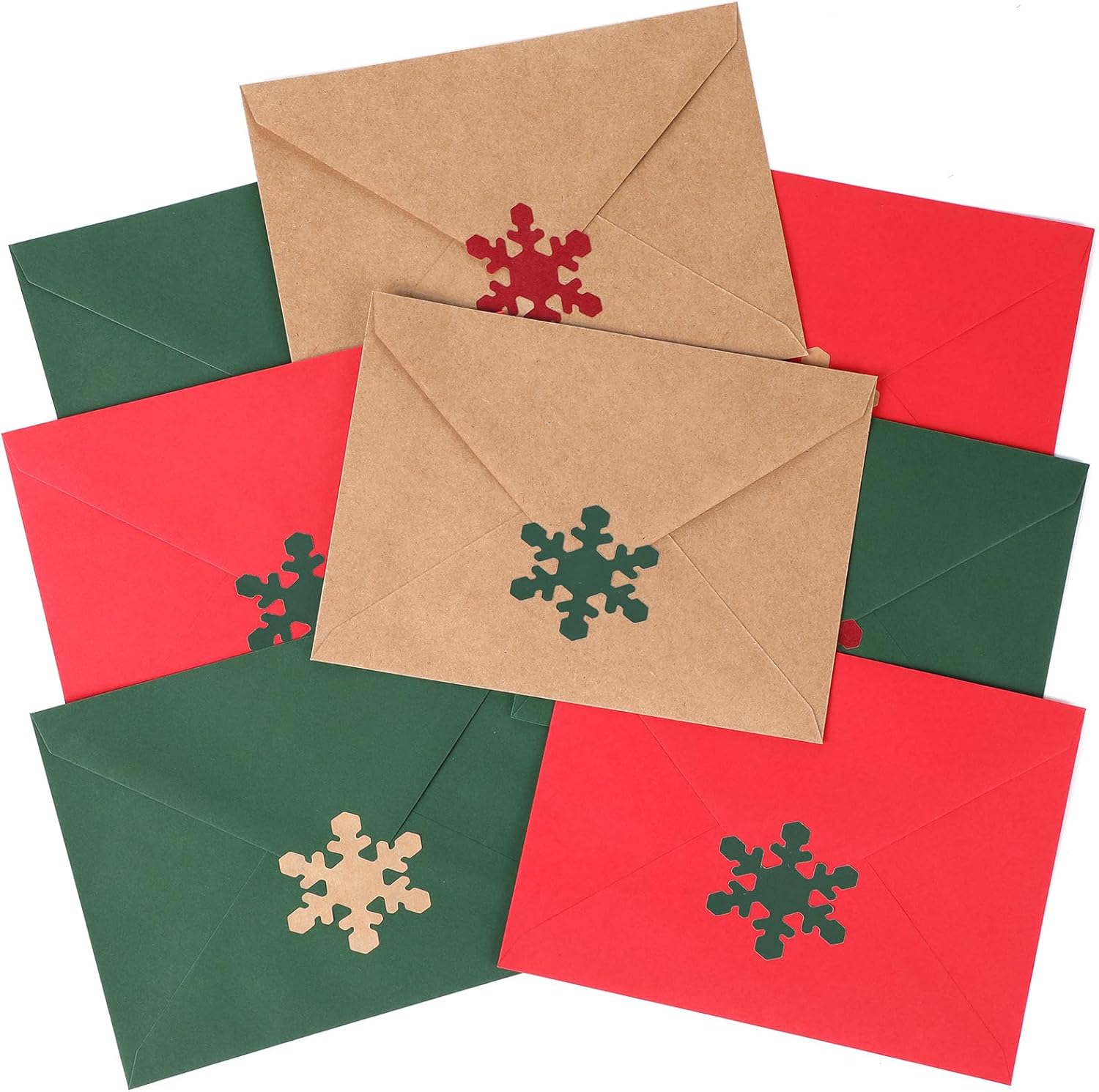 Qilery 120 Pcs Christmas Envelope with 150 Pcs Self Adhesive Christmas Snowflake Labels Colorful Greeting Card Pockets Stickers for Holiday Small Cards Invitation Greeting Gift Supplies