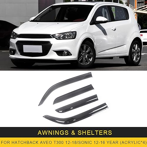 Miniatura 9 de BANDOX for Chevrolet Aveo 2004-2018 Sonic T300 12-16 Auto Side Window Wind Deflectors Visors Rain Guard Door Visor Vent Shade Ventvisor