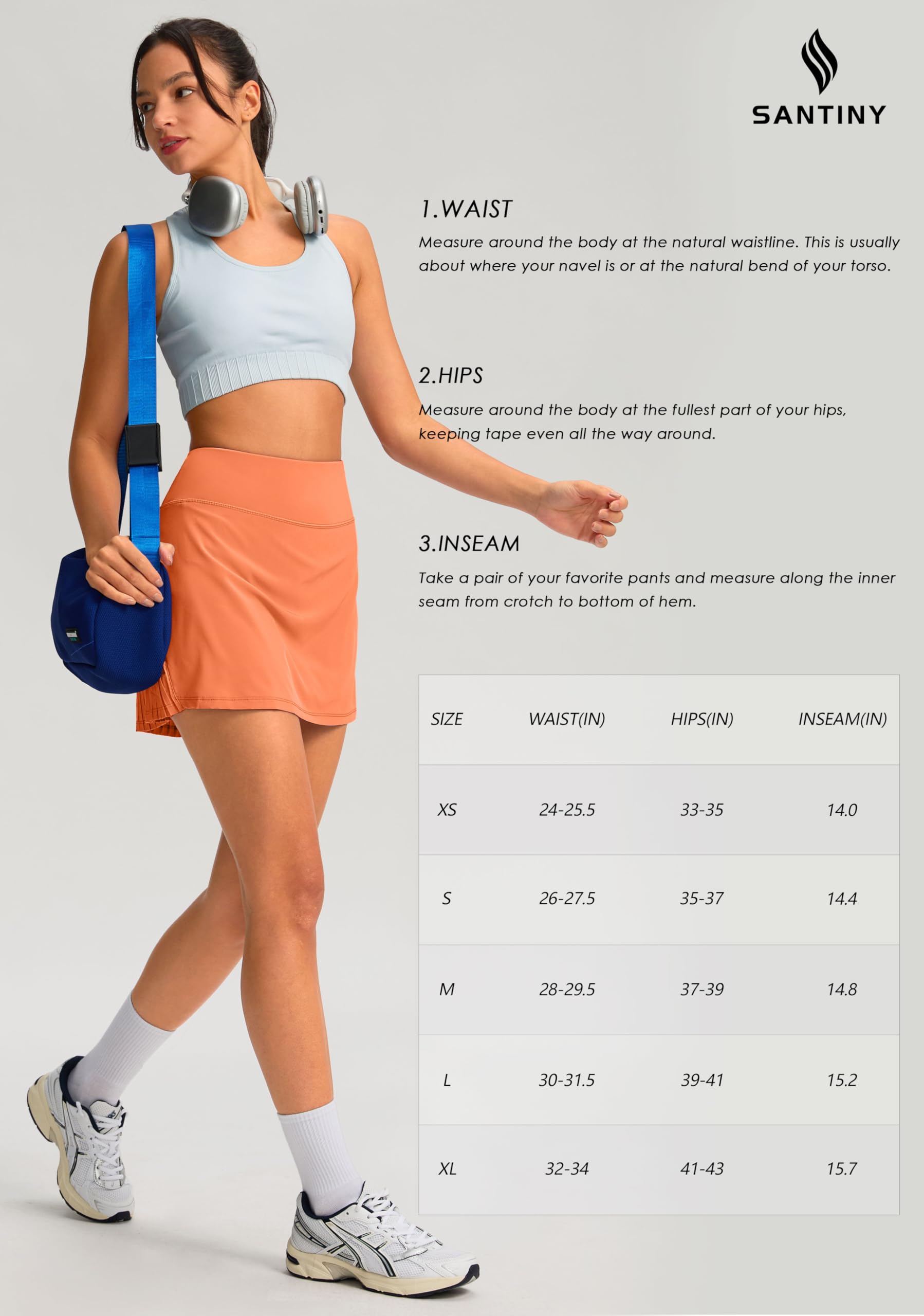 SANTINY Falda de tenis de 14 pulgadas para mujer, falda plisada de alta espera, con pantalones cortos integrados, falda atlética de golf