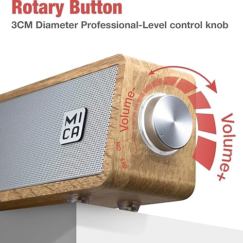 Miniatura 4 de MICA - Altavoces de computadora, barra de sonido de computadora con cable, mini barra de sonido de madera, altavoces de PC alimentados por USB para