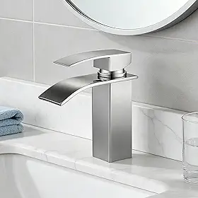 Torneira Banheiro Luxo Quadrada 304 Inox Aço, Torneira Banheiro Cascata Baixa Monocomando