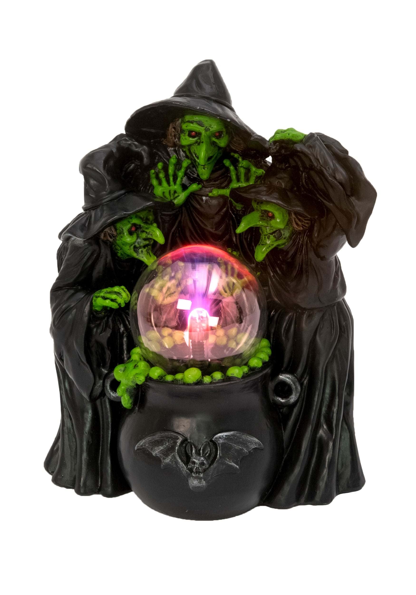 The Gerson Companies 10" Witches & Cauldron with Static Lighted Magic Ball Standard