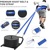 Vista 2 de Bilbear Cinturón de tracción de trineo, cinturón de entrenamiento de trineo ajustable, cinturón para tirar con 2 correas de tracción y 4 ganchos