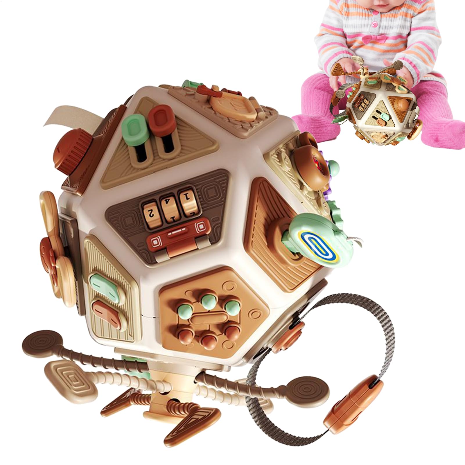 Generisch Motorikwürfel Ab 1 Jahr 20x19,5 cm Busy Cube Montess-ori Sensorik Spielzeug Lernspielzeug A-b 1 Jahr BAB-y Sinneswürfel Aktivitätswürfel Spielzeug Für Kinder Mädchen Ab 6 Monaten