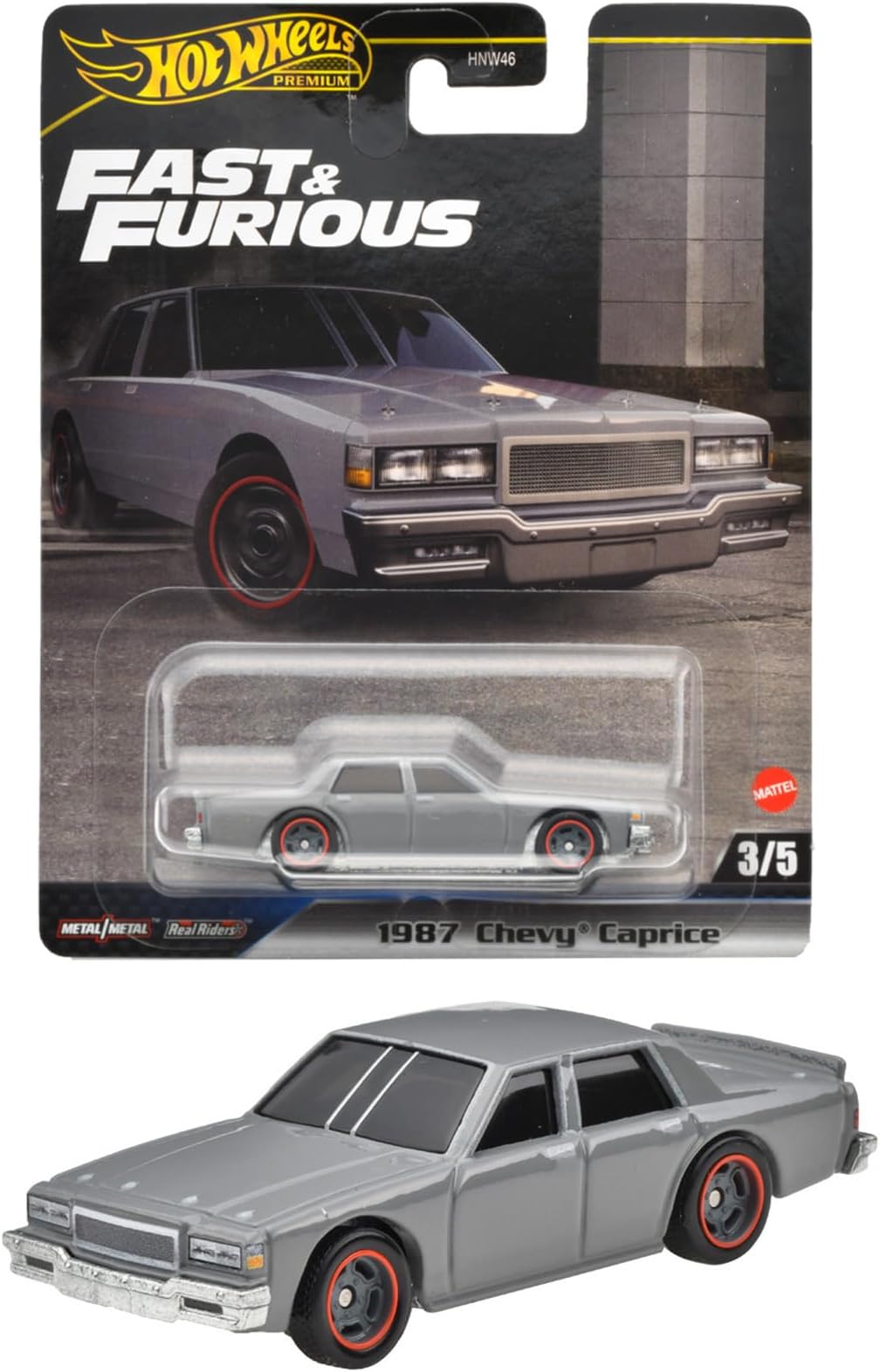 Wild Speed - 1987 Chevy Caprice Toy Vehicle Mini Car, Ages 3 and Up, Gray HRT98