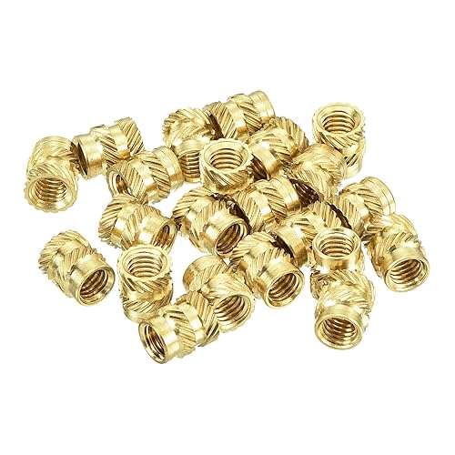 Miniatura 23 de uxcell Tuercas de inserción moleteadas, 120 piezas M2 x 0.118 in L x 0.138 in OD impresión 3D tuercas de latón roscadas hembra insertos de latón