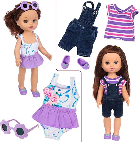 Miniatura 3 de Ecore Fun American - Juego de accesorios de equipaje de viaje para muñeca y muñeca de 145 pulgadas incluye 1 muñeca de bebé 2 ropa 1 maleta de