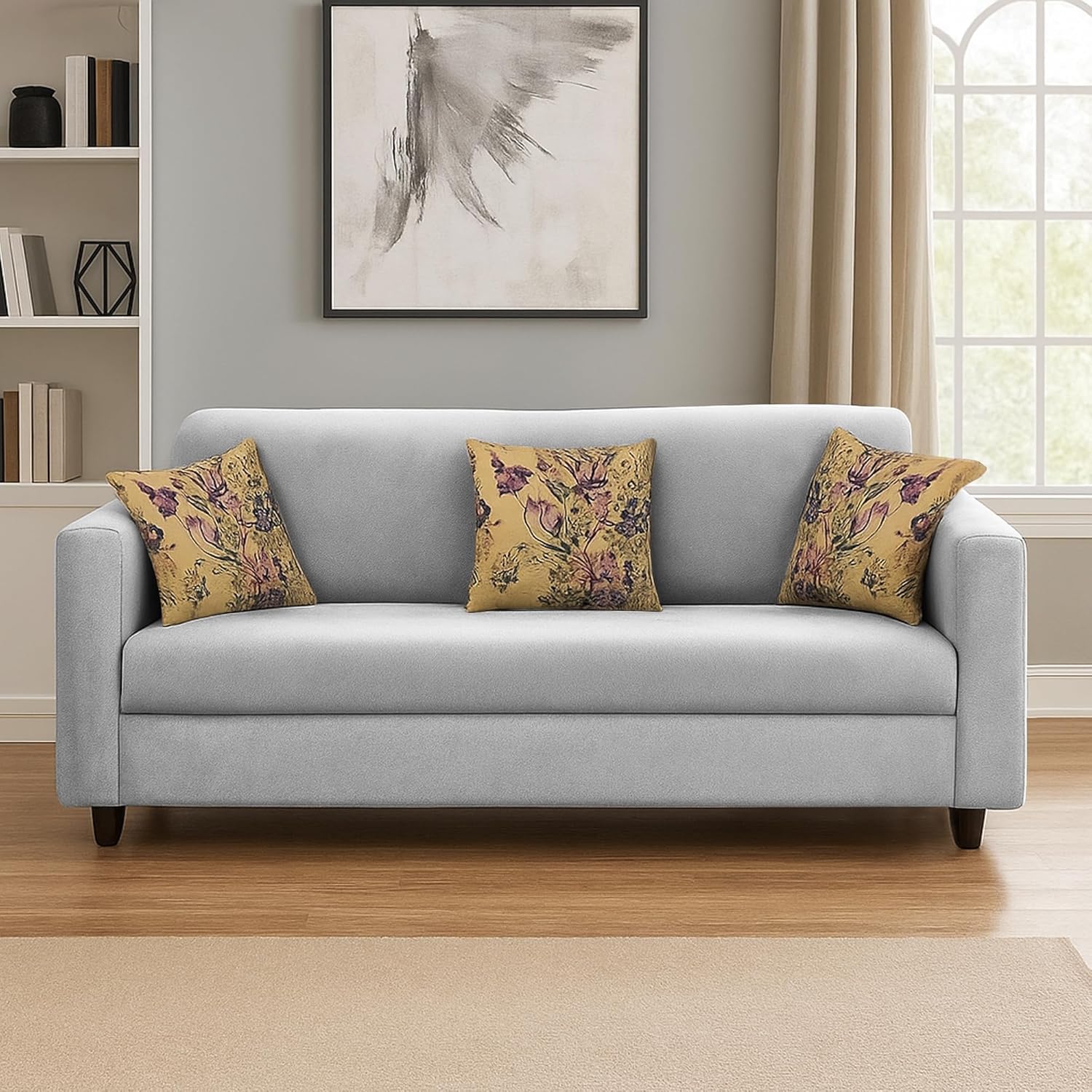 Lifestyle 3 Seater Sofa for Living Room (Grey Colour Fabric)-image-43