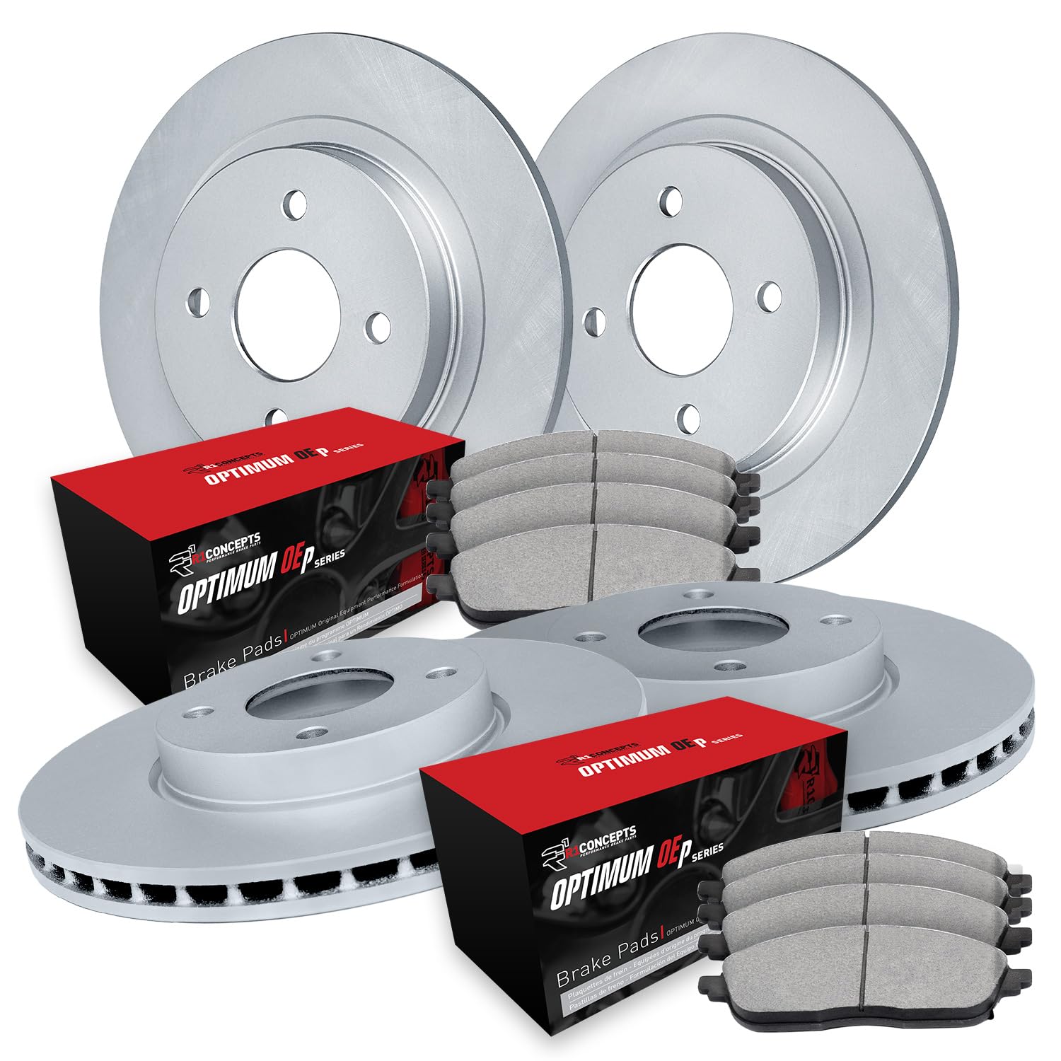 R1 Concepts Front and Rear Brake Kit Fits 2005-2006 Hyundai Elantra| Optimum Oep Brake Pads and Blank Brake Rotors| 10.1" Front & 10.2" Rear