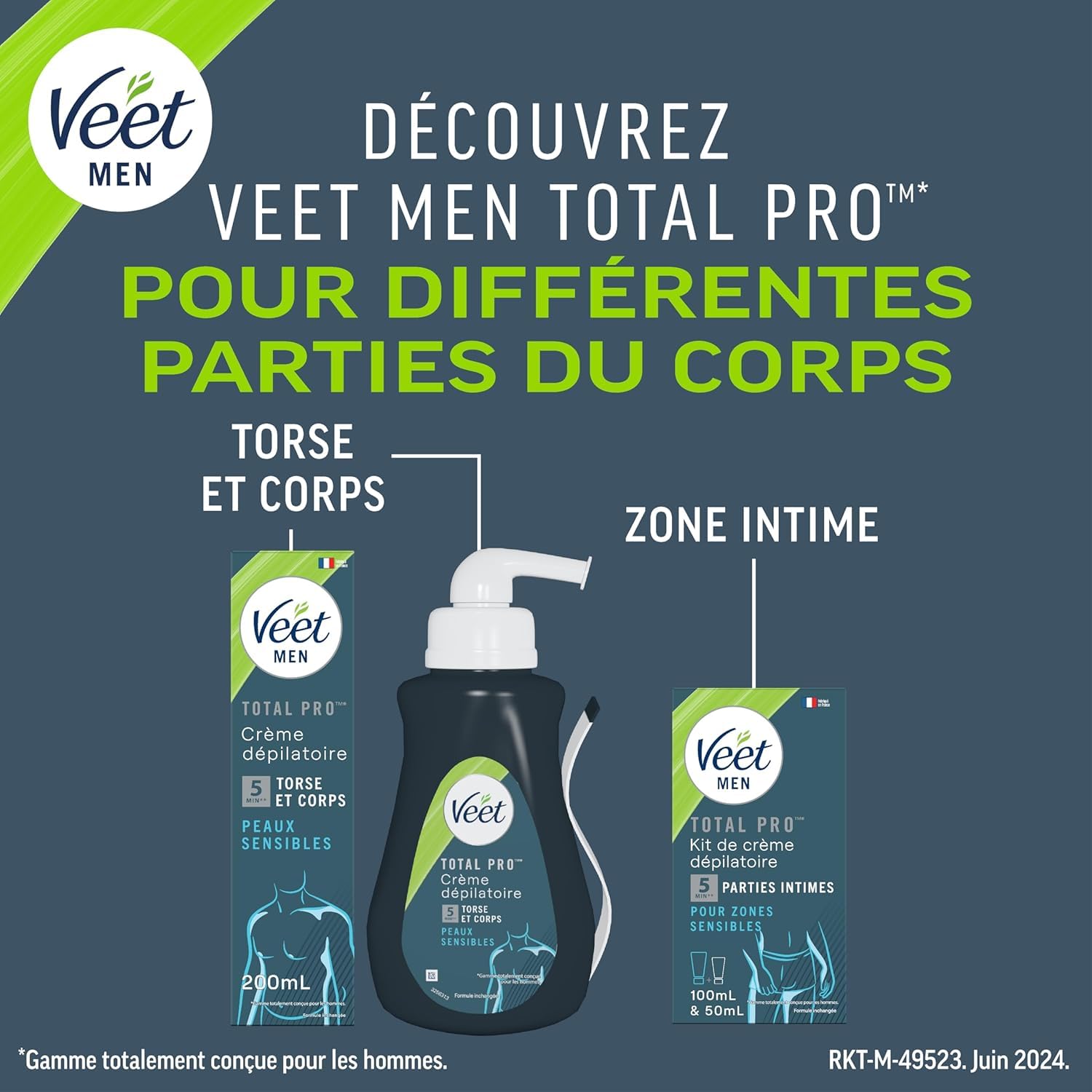 Veet Veet Men Crema Depilatoria da Uomo per Pelli Sensibili 200ml Confezione da 6