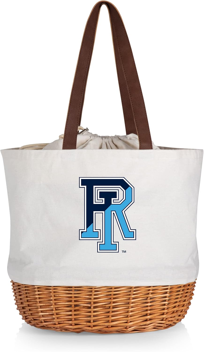 PICNIC TIME NCAA Purdue Boilermakers Coronado Canvas and Willow Basket Tote, Picnic Tote Bag, Beach Tote, (Beige Canvas)