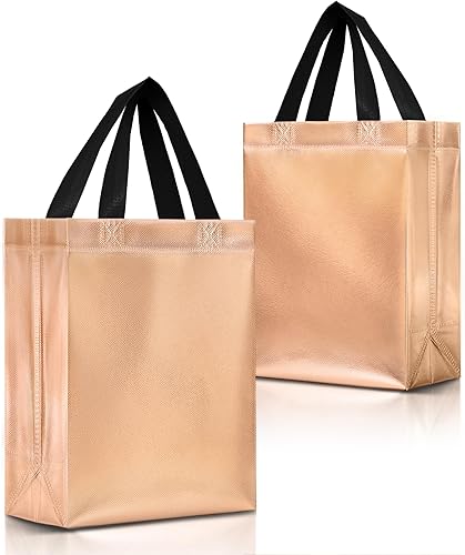 Nush Nush Bolsas de regalo de oro rosa tamaño mediano  Juego de 12 bolsas de regalo reutilizables de oro rosa con asas  Bolsas de regalo de