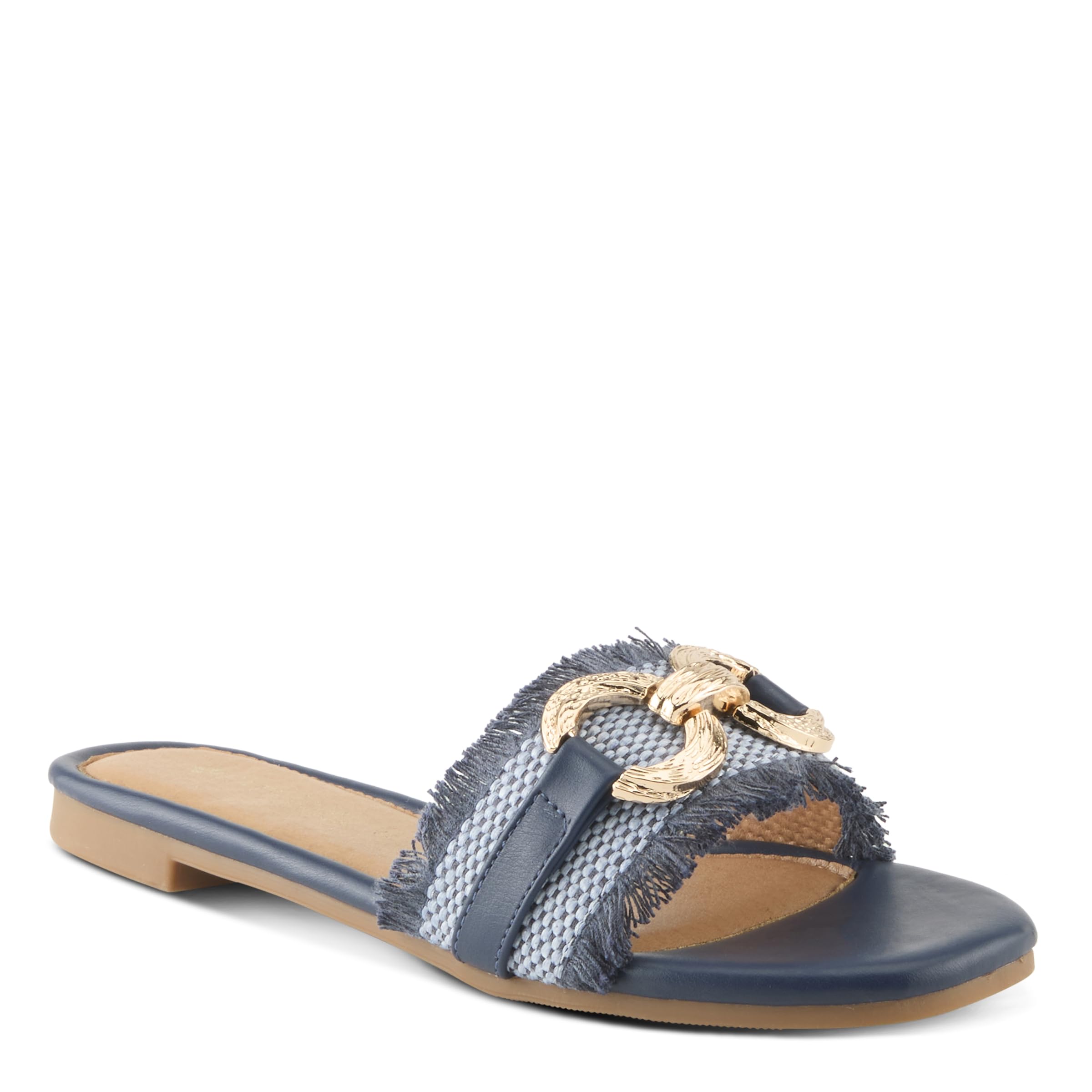 PATRIZIA Women's LAMIYAH Slide Sandals - Woven Upper with Gold Bit Accent, Flexible Outsole, All-Day Comfort