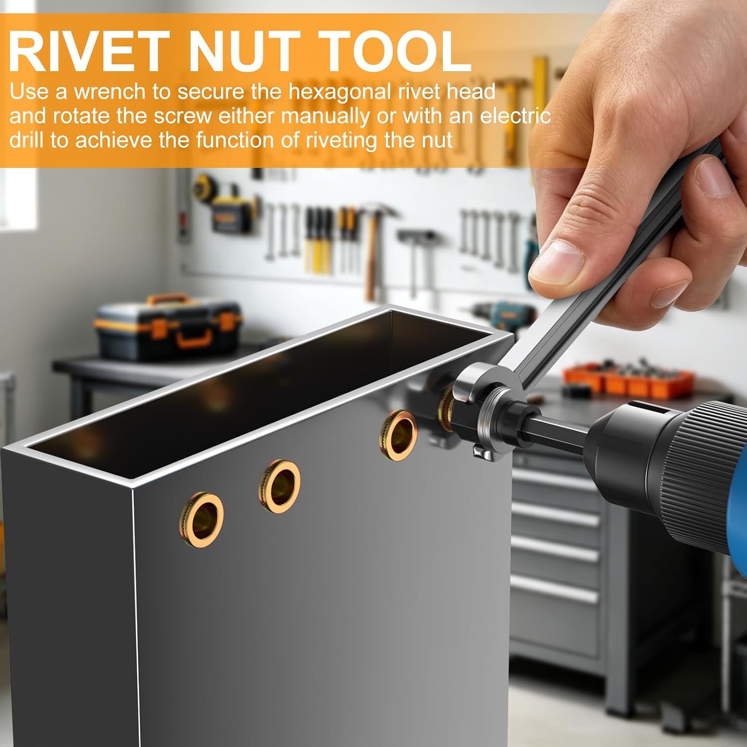 Carbon Steel Rivet Nut Tool Set, M3 to M12 Head Rivet Nut Tool Kit
