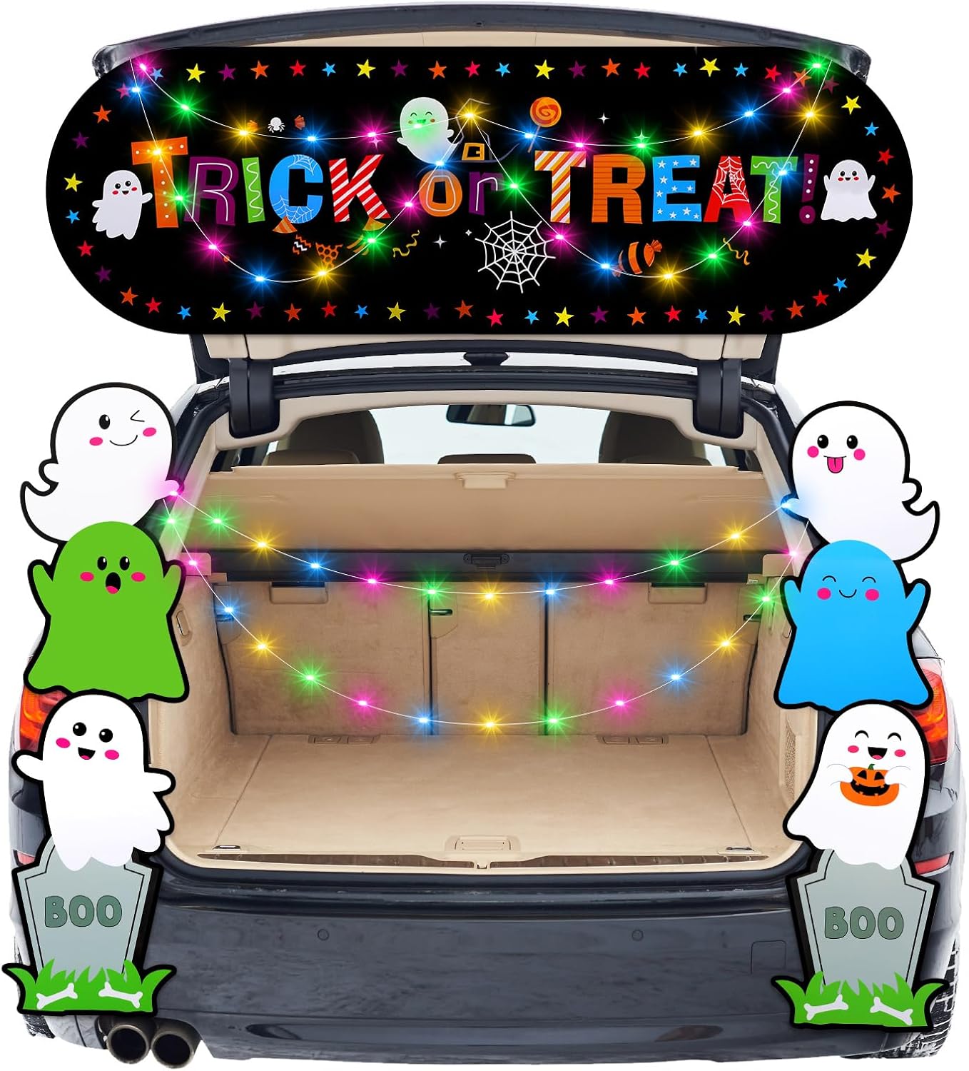 Amazon.com: HunnmingRe 5 Pcs Cute Halloween Ghost Trunk or Treat Car ...