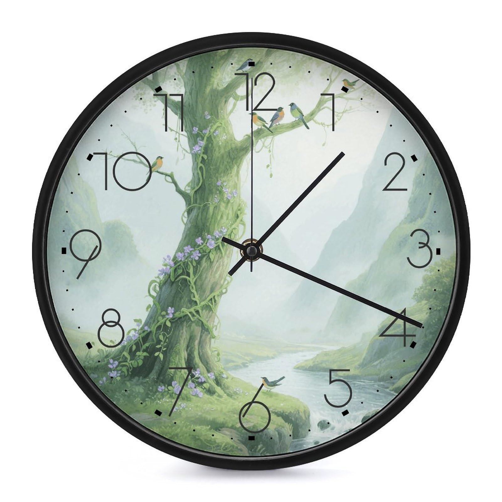 Horloge murale verte arbre de vie pour décorer le salon et la cuisine de votre maison