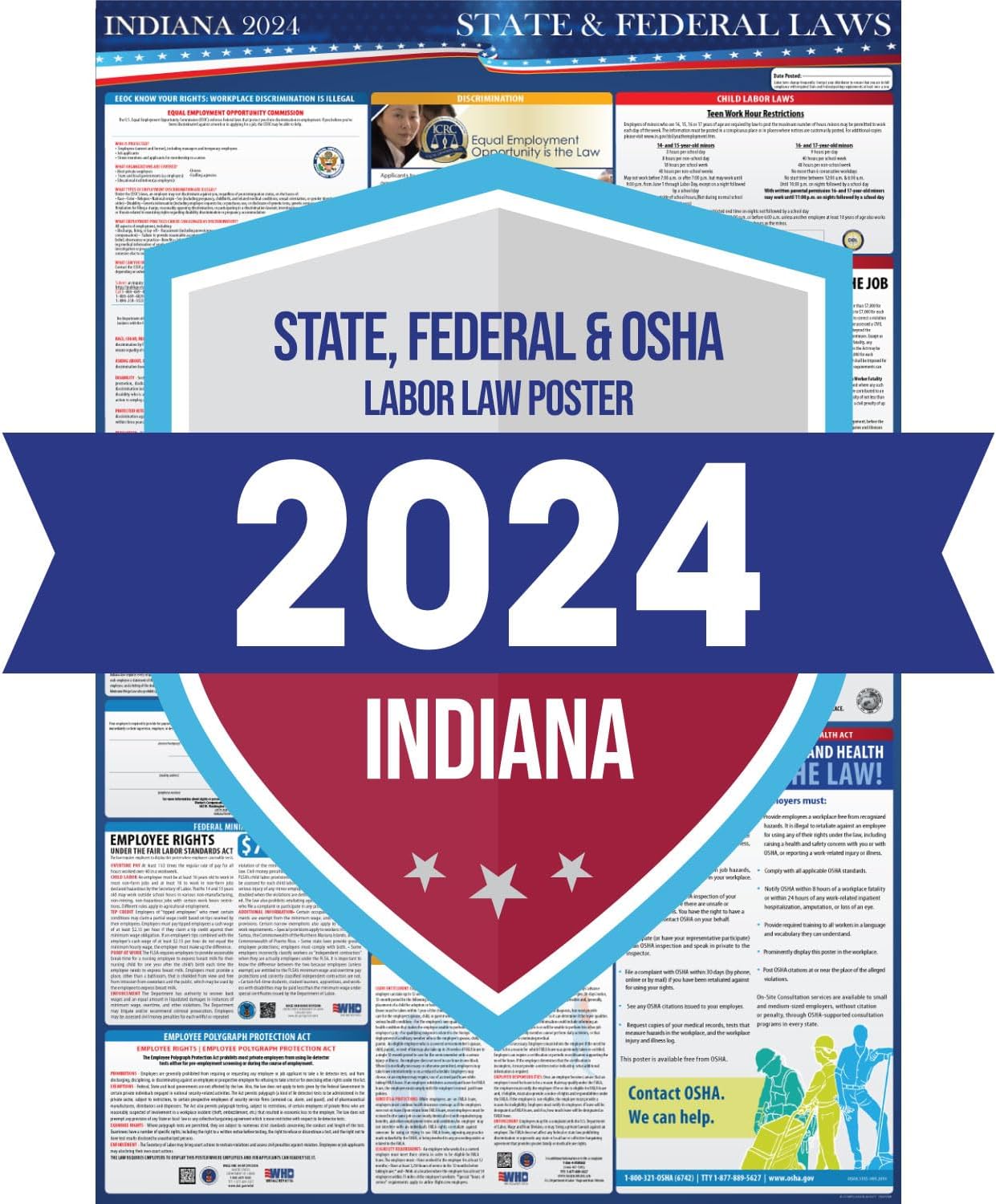 2024 Indiana State and Federal Labor Laws Poster OSHA